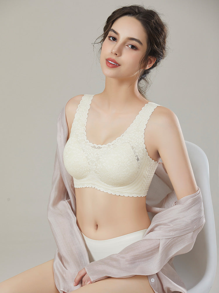 【ノンワイヤー】アウターに響かないレースカバー ノンワイヤー 無縫製ブラ