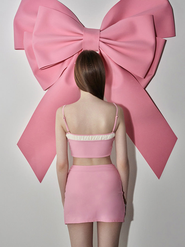 【在庫処分・ノンワイヤー】甘い配色!お洋服っぽいビキニ 2セット