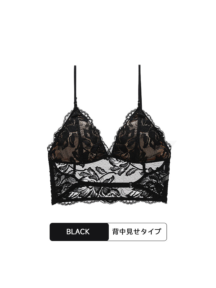 【ノンワイヤー】美背中 花柄レース ノンワイヤーブラセット