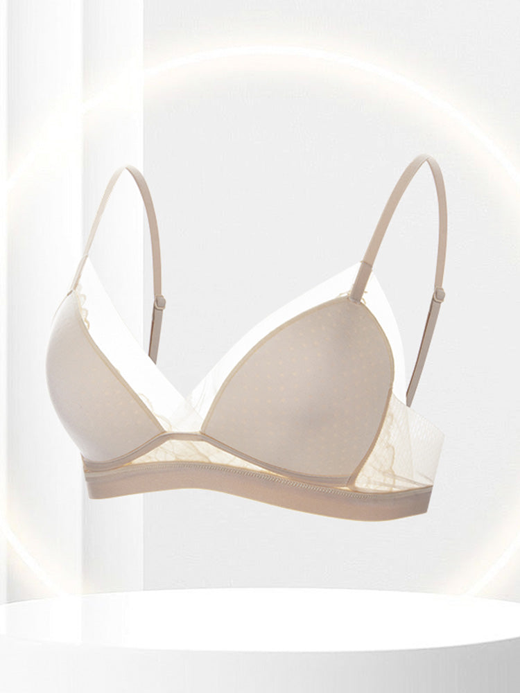 【ノンワイヤー】通気三角パッド ノンワイヤーレースブラ