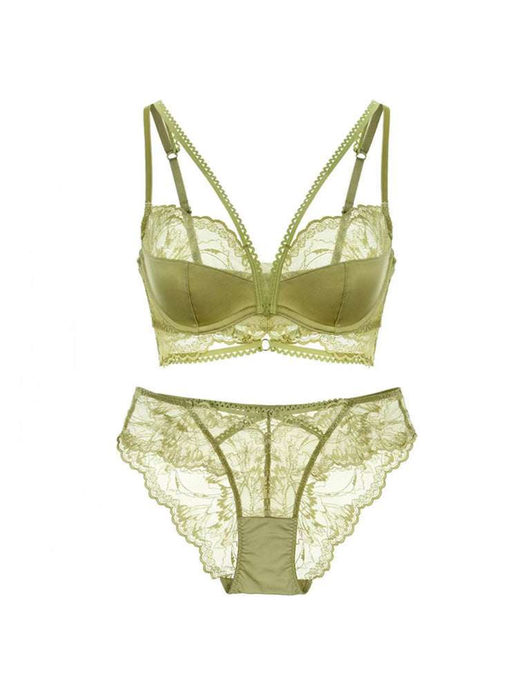 【在庫処分・ワイヤー入り】大人セクシー ノンパテッド 総レースブラ&ショーツ