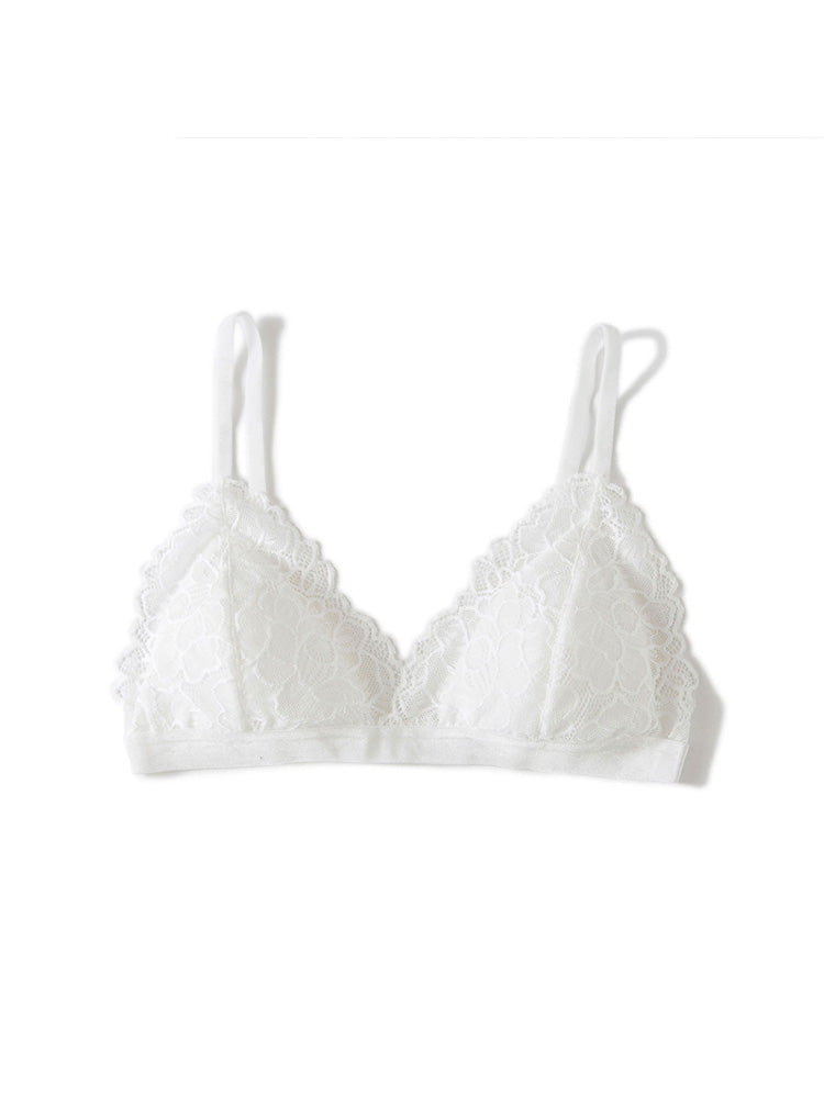 【ノンワイヤー】総レースノンワイヤーブラ シルク裏地