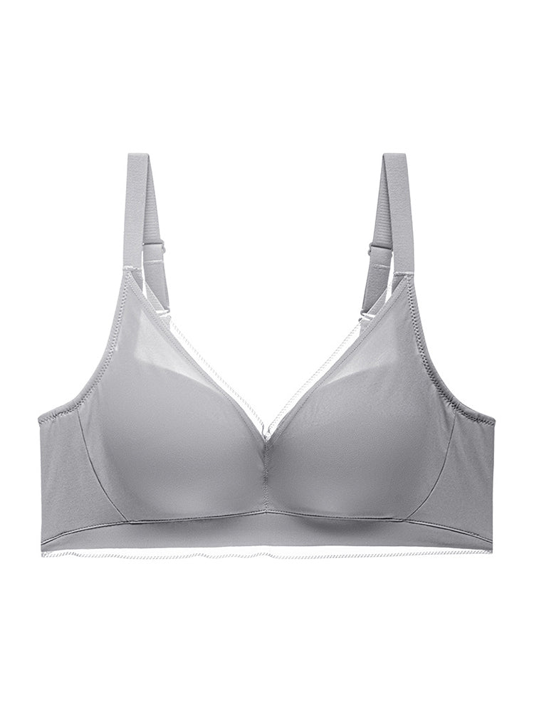 【ノンワイヤー】【3/4カップ】100%マルベリーシルク裏地 プッシュアップブラ