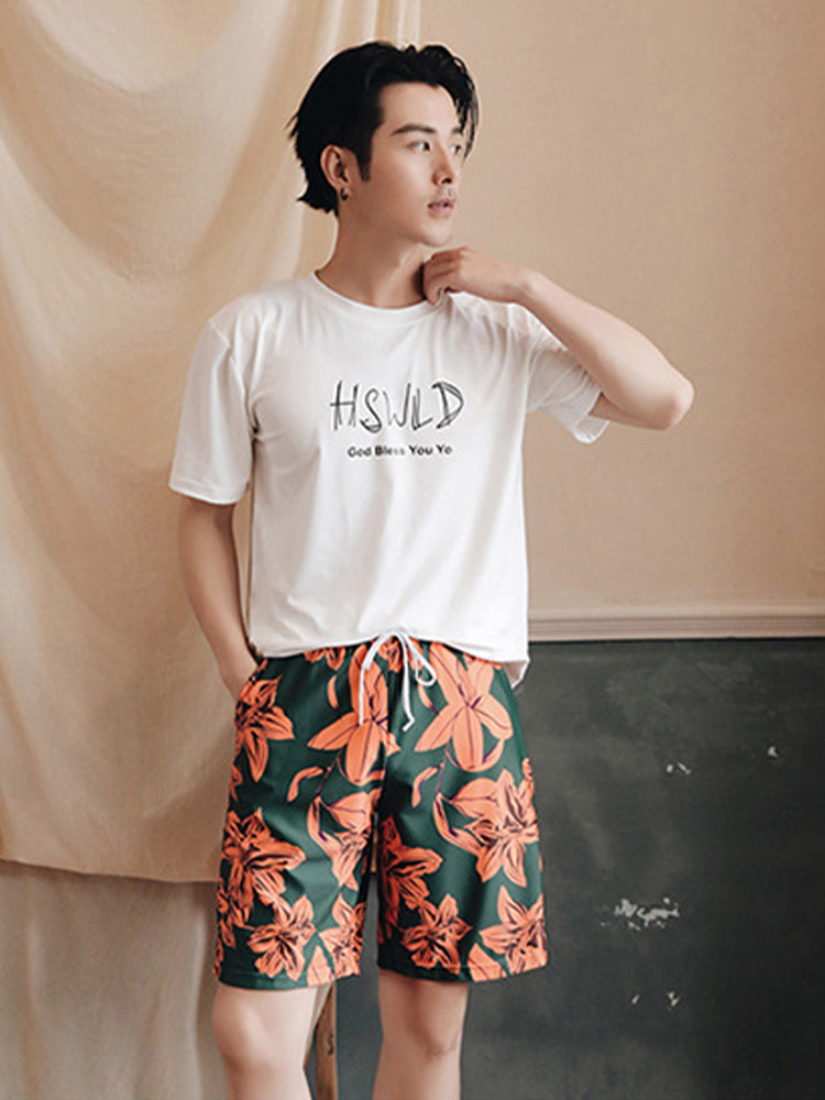 【ノンワイヤー】リリー柄ペア水着(女) スカート付き