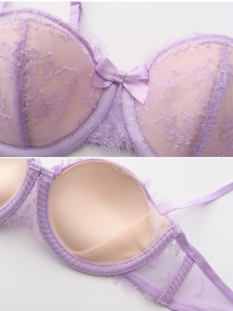 【エアリー・ワイヤー入り】1/2カップ総レースブラセット