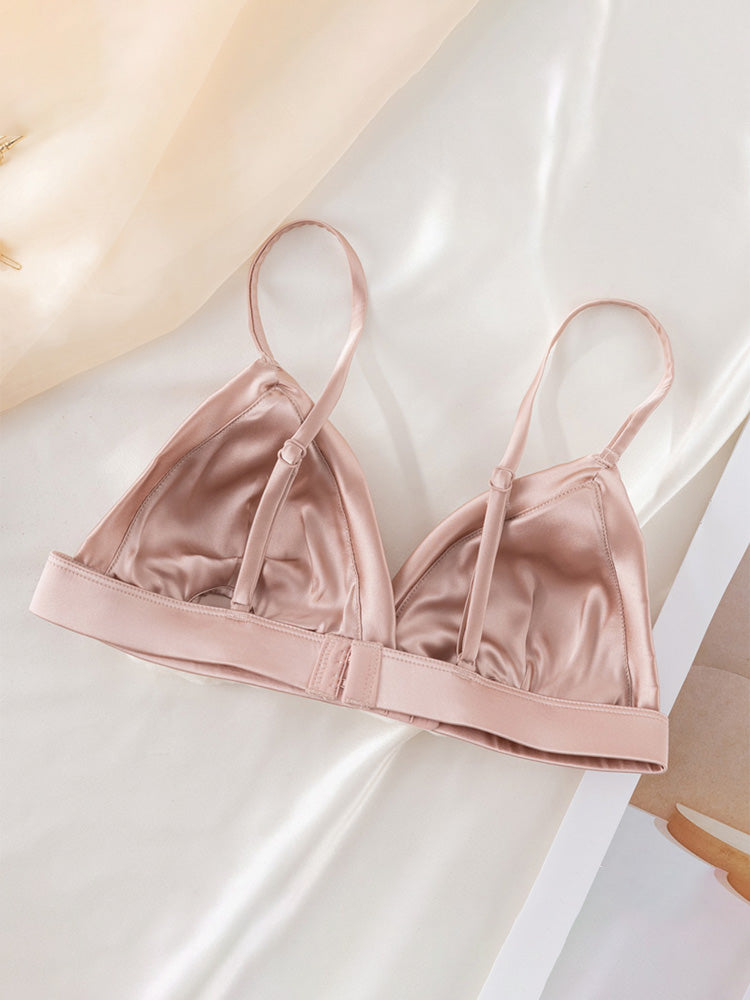 【ノンワイヤー】光沢三角カップ シルクブラ