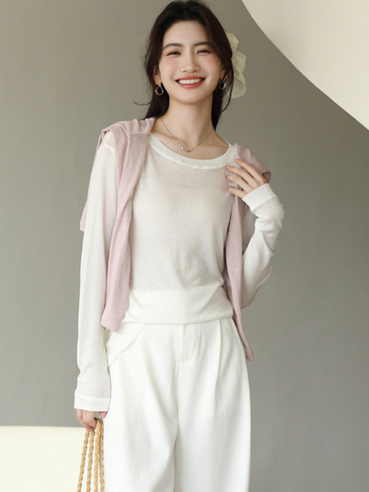 【在庫処分】透け感があるプルオーバー長袖