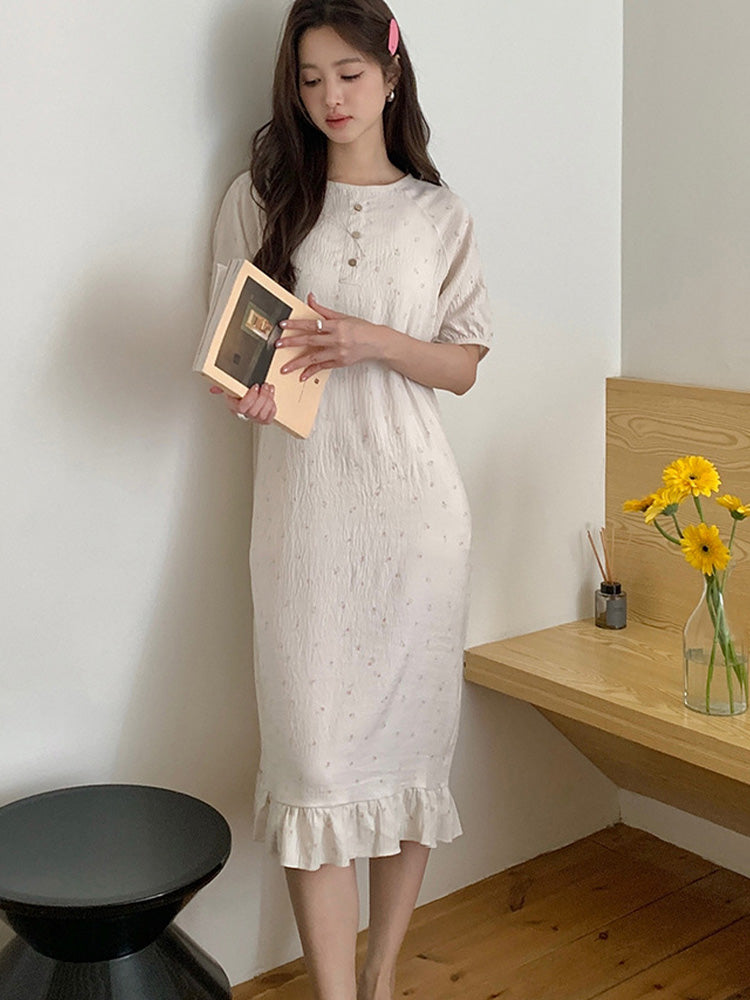 パジャマワンピースロング丈 半袖