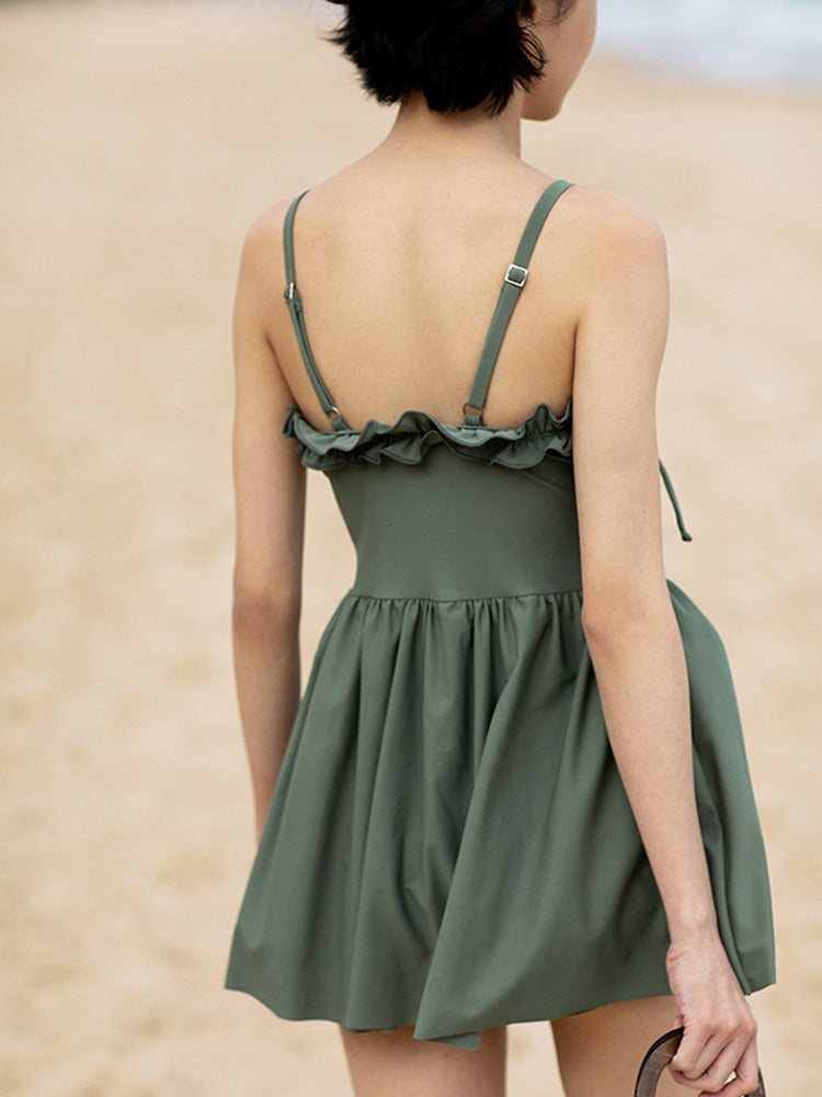 【ノンワイヤー】フリルワンピース水着