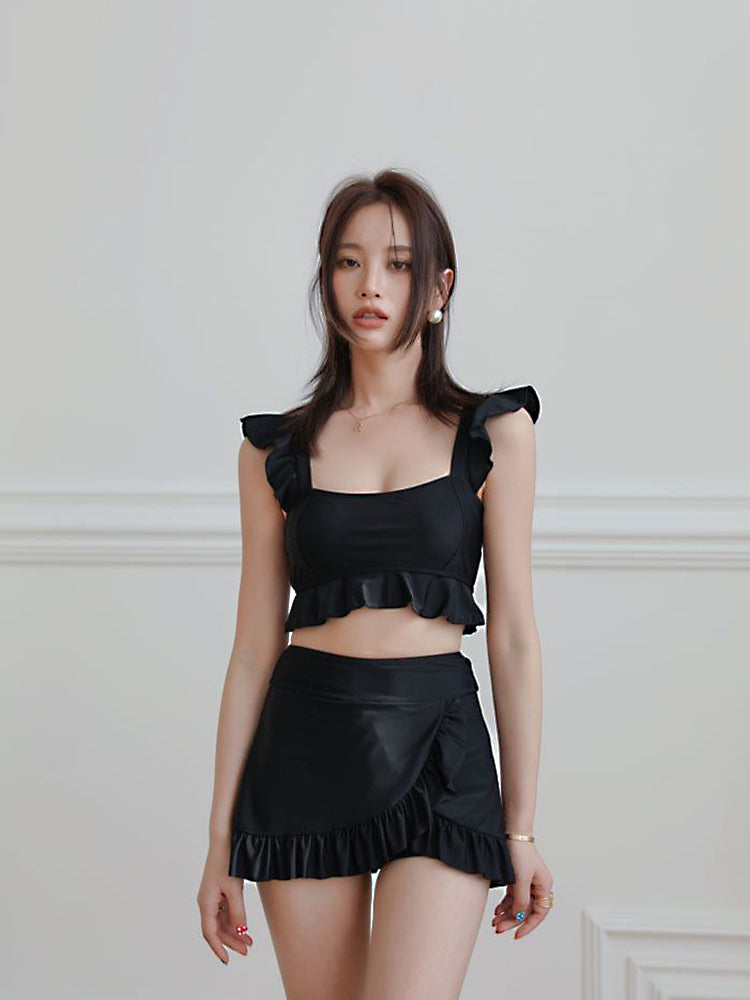 【ノンワイヤー】上下ともフリルデザイン水着セット