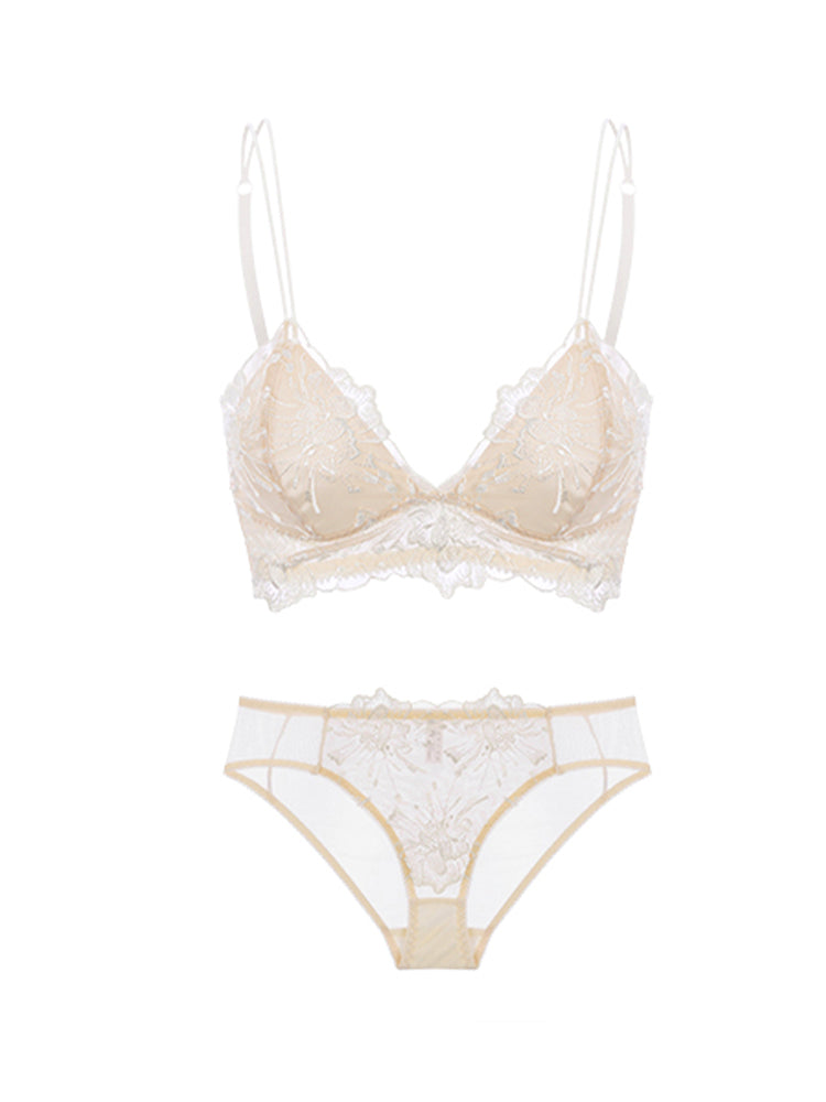 【Goddess Series】花柄刺繍ブラ&ショーツセット
