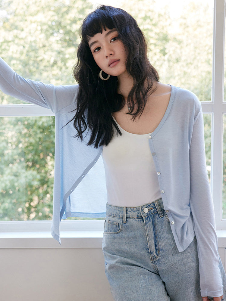 【優しい肌触り】ライセル繊維 カーディガン(長袖)