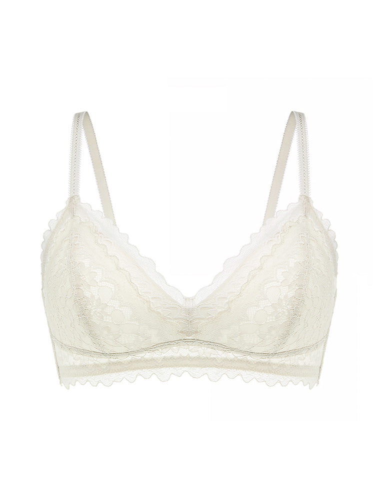 【ノンワイヤー】配色ノンワイヤーレースブラ