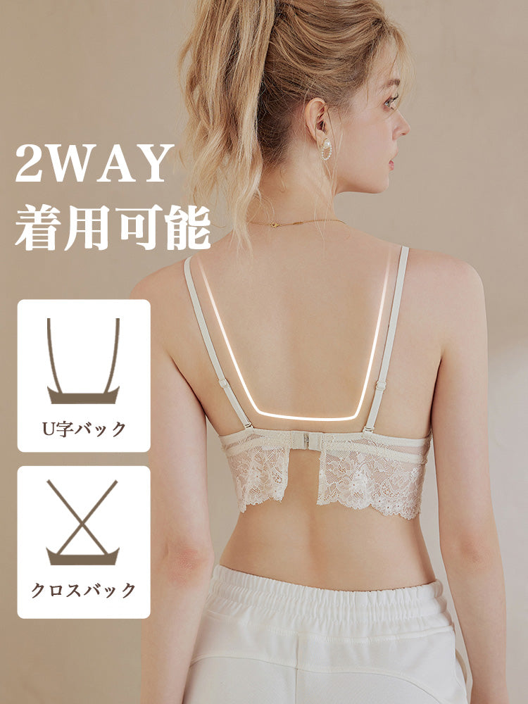 【ノンワイヤー】三角パッド 総レースデザイン ブラジャー