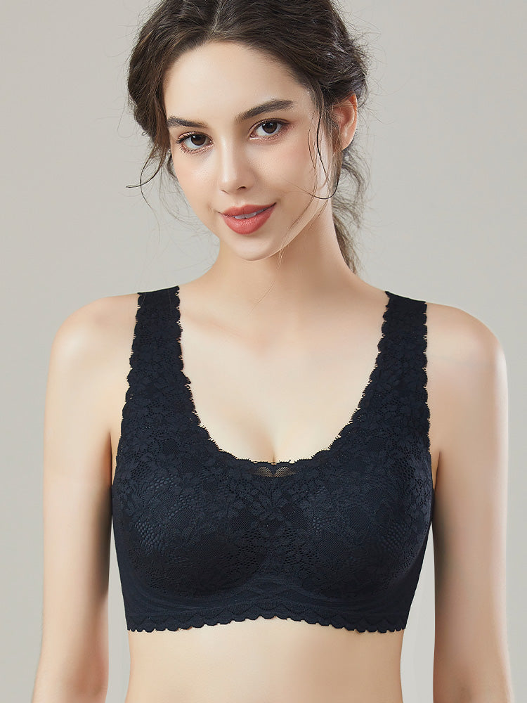 【ノンワイヤー】アウターに響かないレースカバー ノンワイヤー 無縫製ブラ