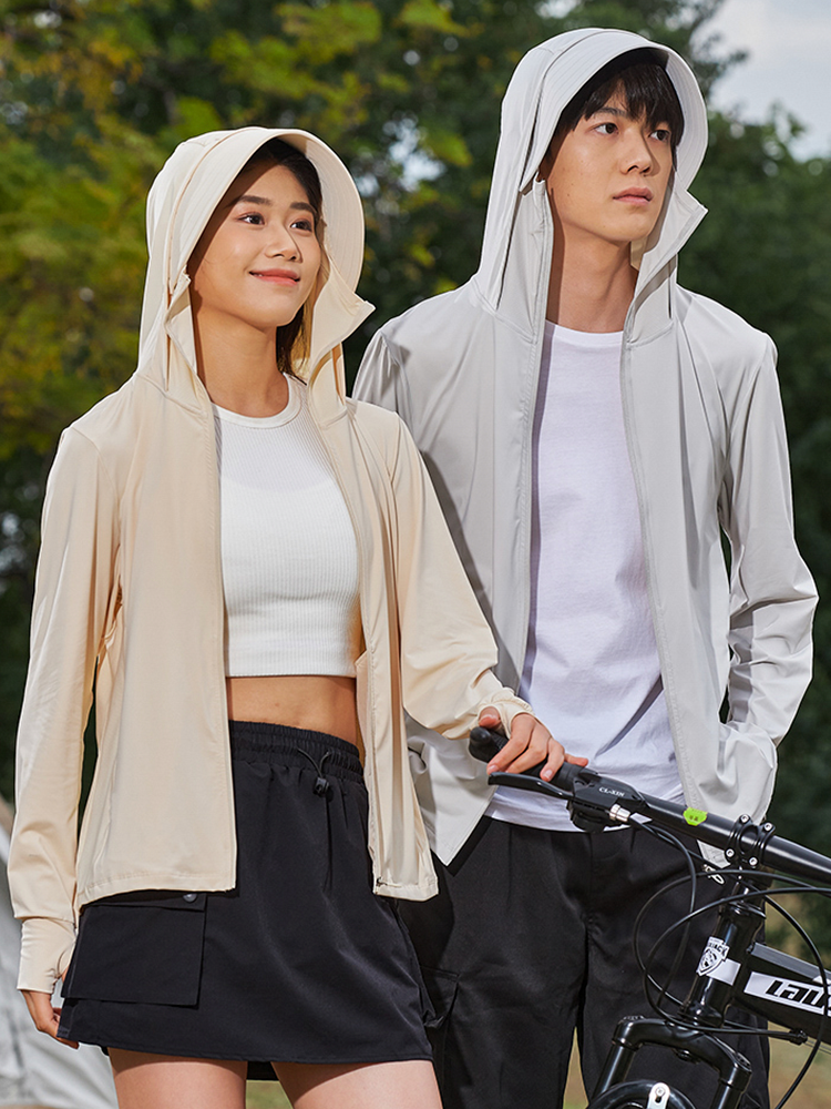 【UPF50+】日焼け対策 指穴付ジップアップパーカー(女性)