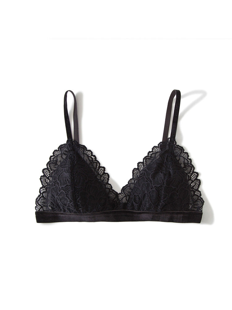 【ノンワイヤー】総レースノンワイヤーブラ シルク裏地