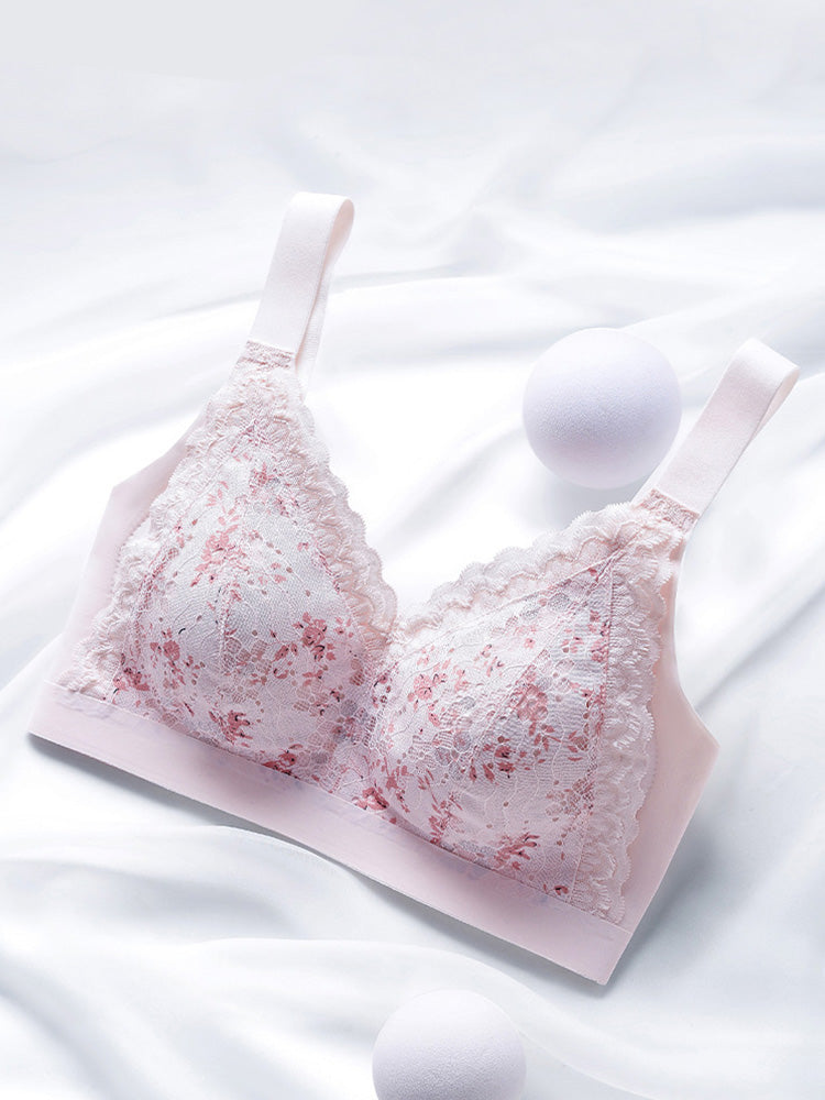 【在庫処分】M-6XL 花柄シームレスブラ 肩楽