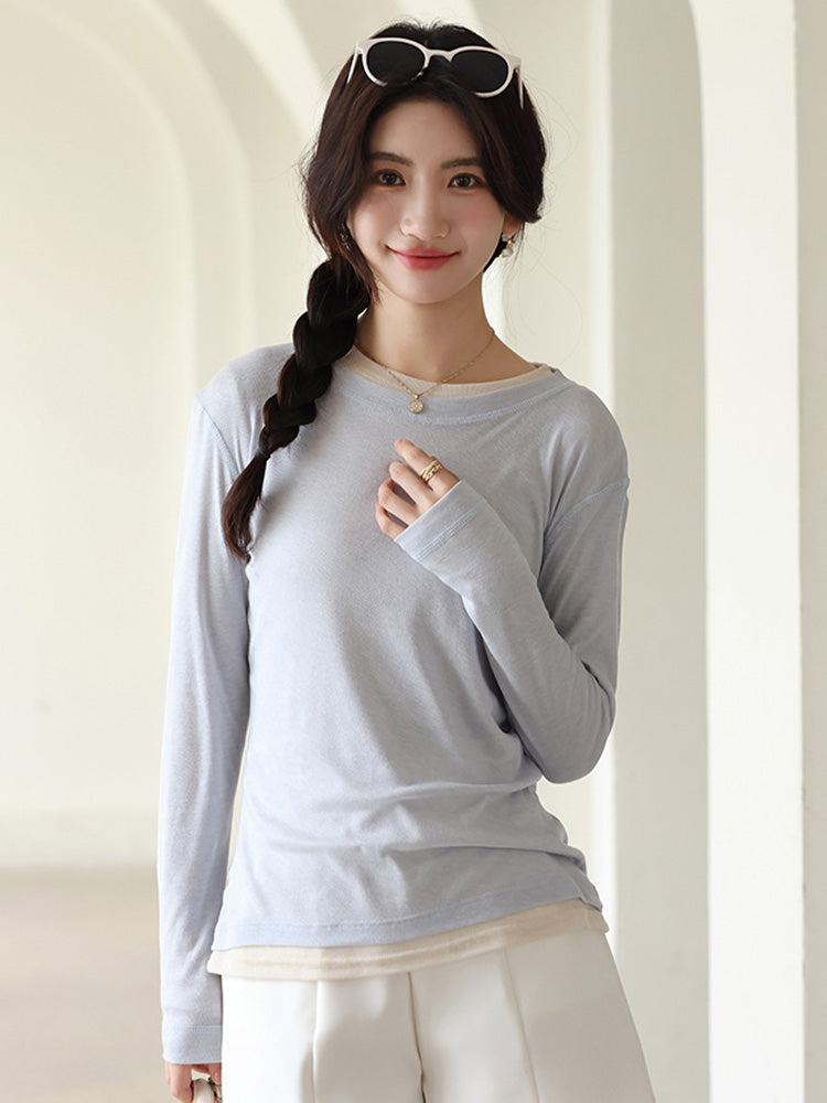 【在庫処分】透け感があるプルオーバー長袖