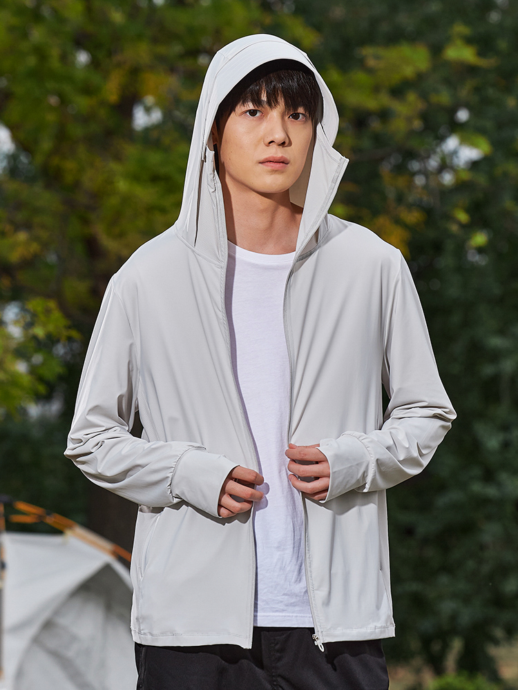 【UPF50+】日焼け対策 指穴付ジップアップパーカー(男性)