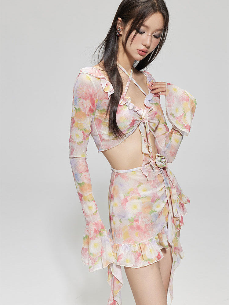 【ノンワイヤー】オシャレワイヤー付きビキニ4点セット