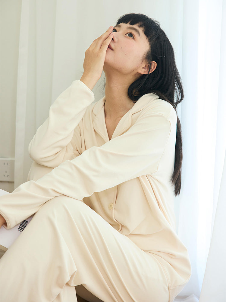 前開き長袖パジャマ 起毛素材