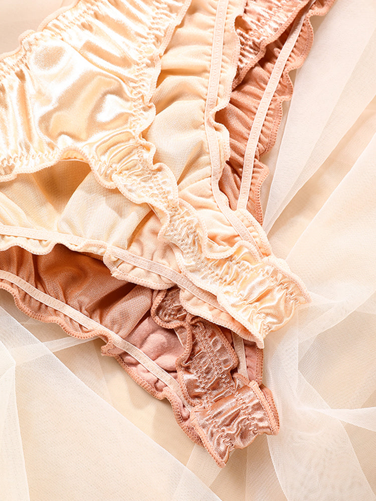 【在庫処分】シルク質感 フリルTバック