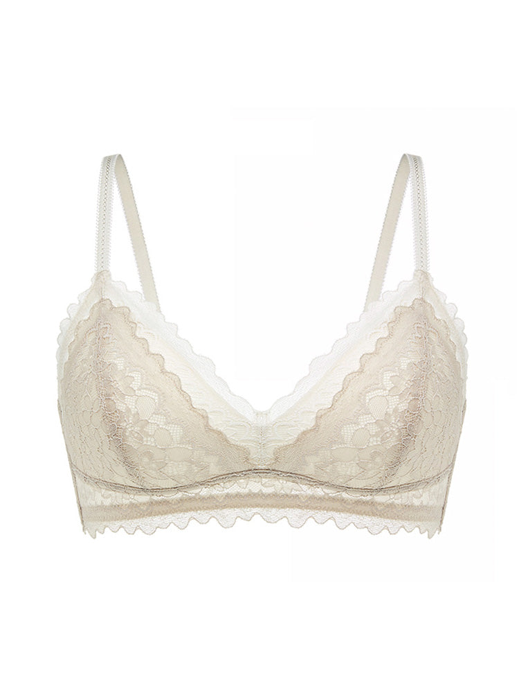 【ノンワイヤー】配色ノンワイヤーレースブラ
