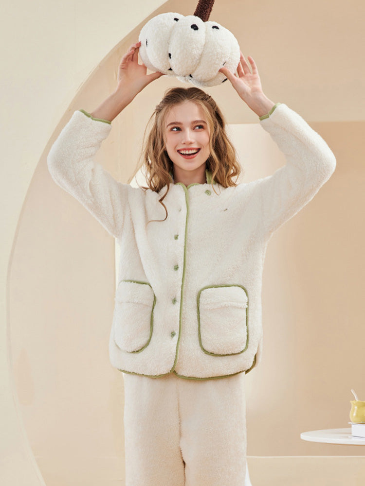 ボタン開閉 もこもこルームウェア