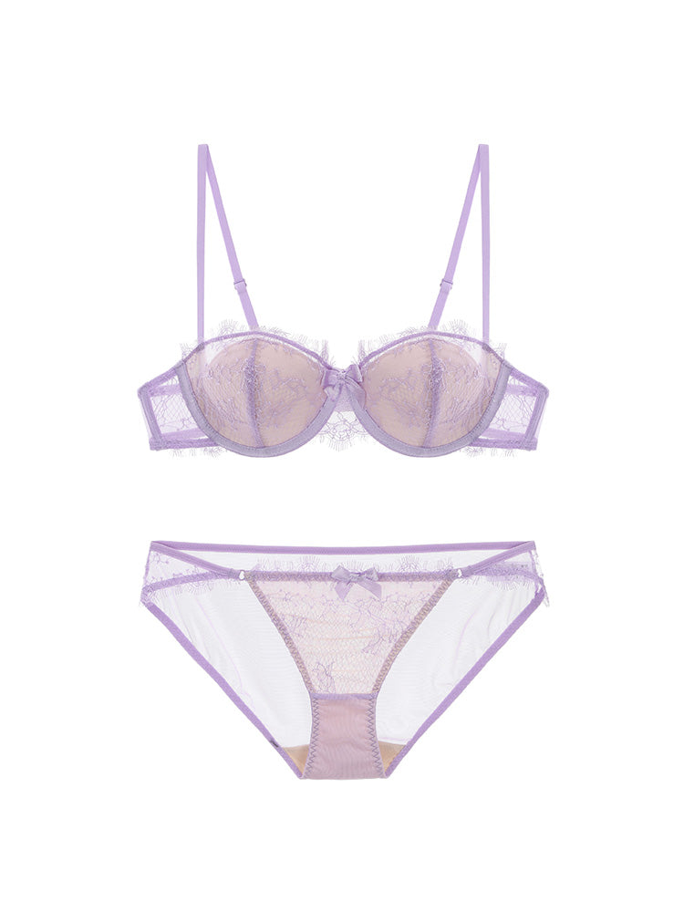 【エアリー・ワイヤー入り】1/2カップ総レースブラセット