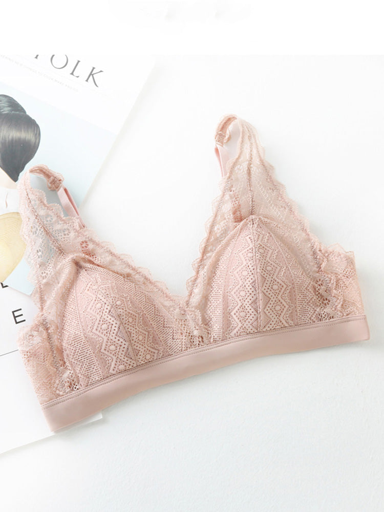【ノンワイヤー】脇肉隠す 総レースノンワイヤーブラ