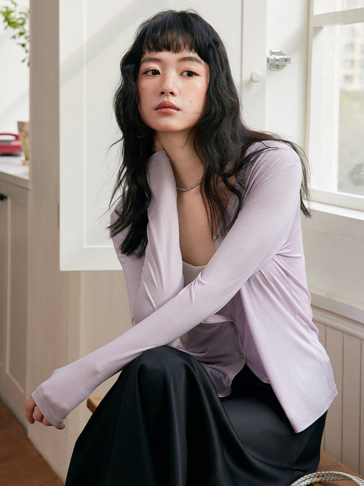 【優しい肌触り】ライセル繊維 カーディガン(長袖)