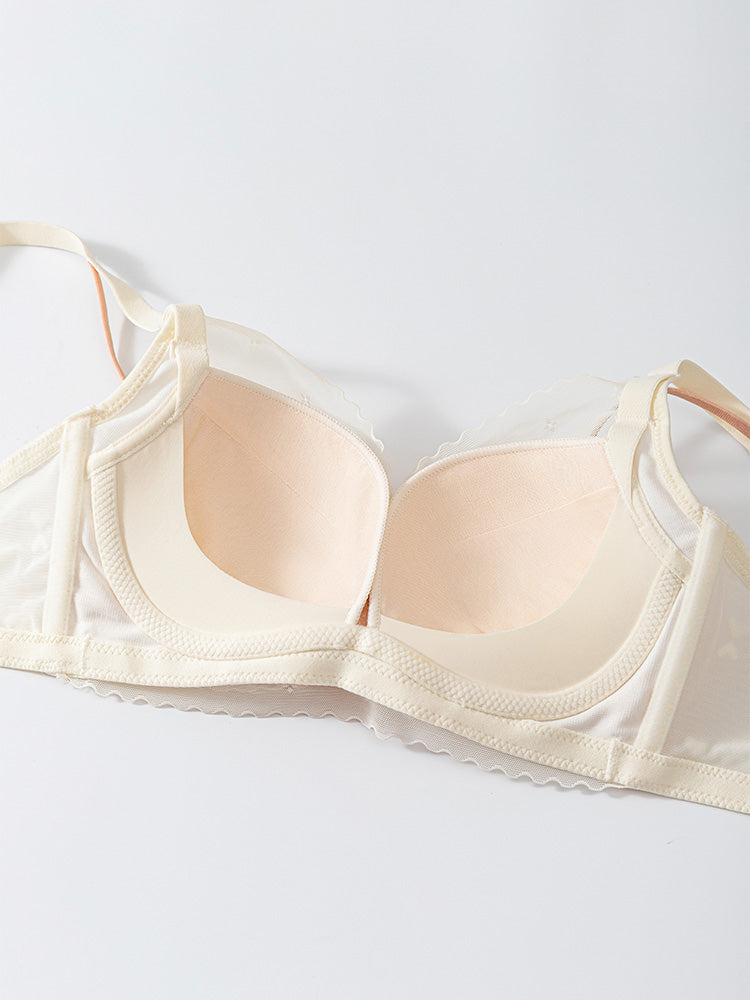 【在庫処分・ノンワイヤー】レースカバー 谷間作り配色ショーツ&ブラ ノンワイヤー