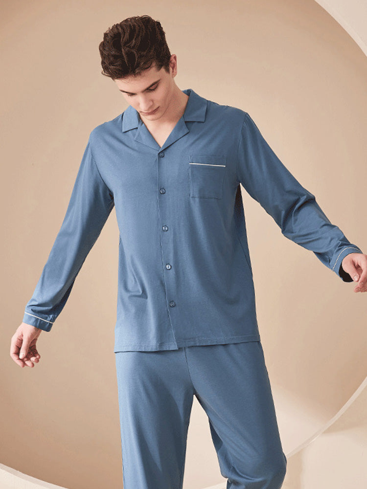 ボタン開閉 長袖エコパジャマ