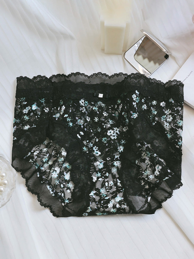 花柄 総レースショーツ はきこみ丈ふつう