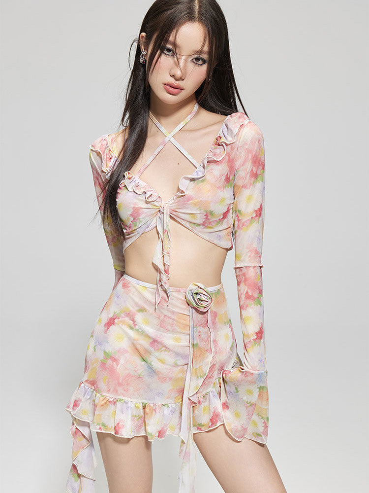 【ノンワイヤー】オシャレワイヤー付きビキニ4点セット