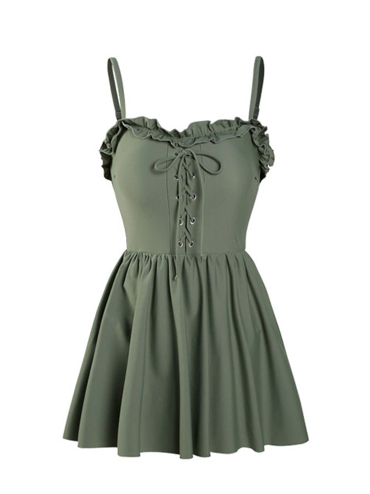 【ノンワイヤー】フリルワンピース水着