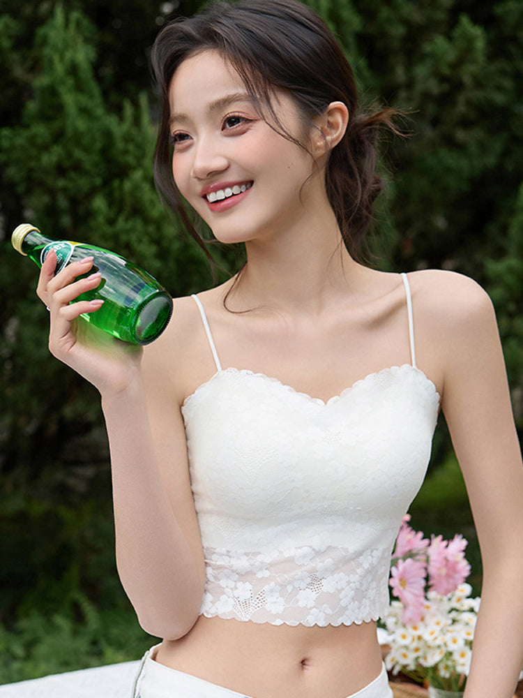 【パッド付き】レースキャミソール 美背デザイン