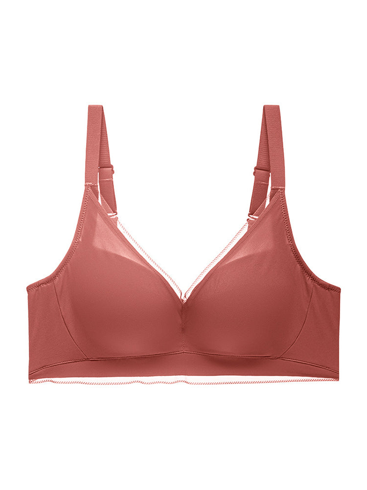 【ノンワイヤー】【3/4カップ】100%マルベリーシルク裏地 プッシュアップブラ