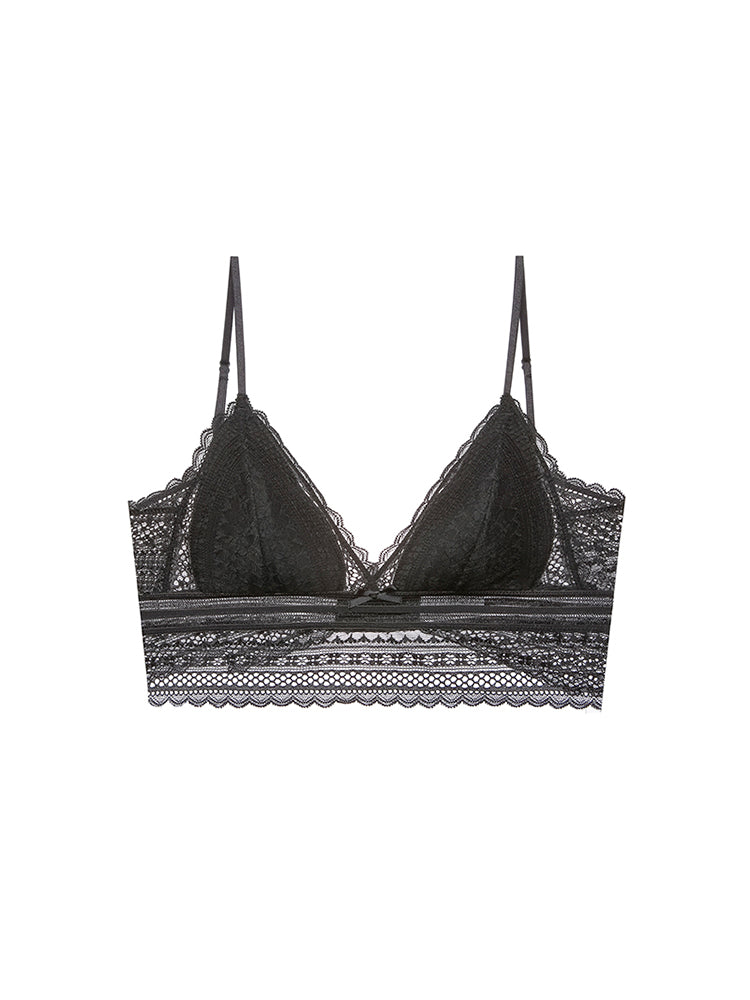【ノンワイヤー】Vネック 総レースブラセット