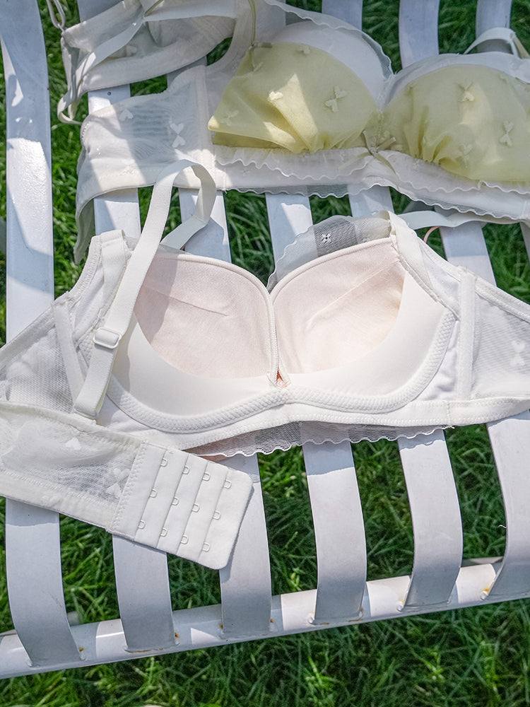 【在庫処分・ノンワイヤー】レースカバー 谷間作り配色ショーツ&ブラ ノンワイヤー