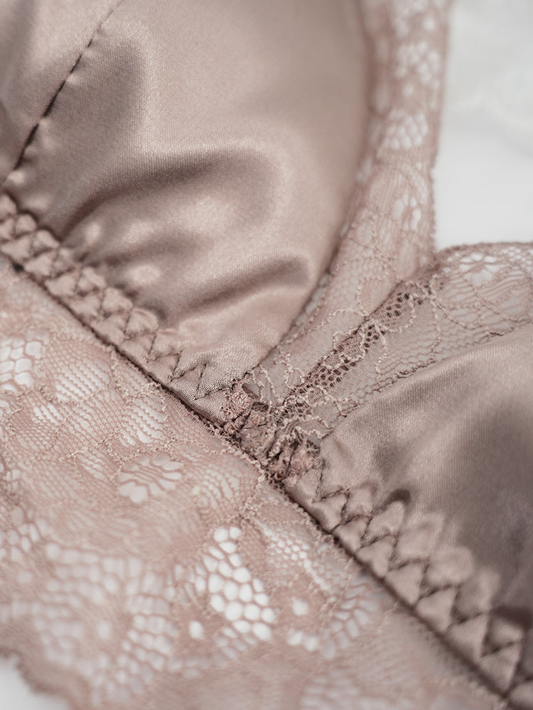 【ノンワイヤー】裏地100%シルク レースワイヤーレスブラ