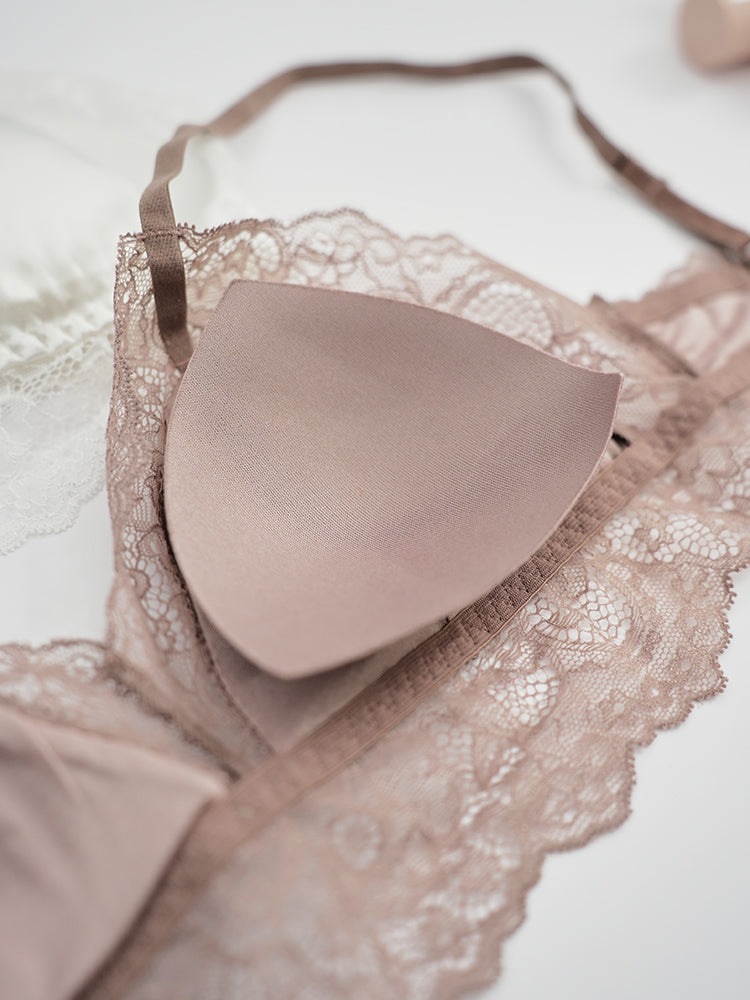 【ノンワイヤー】裏地100%シルク レースワイヤーレスブラ