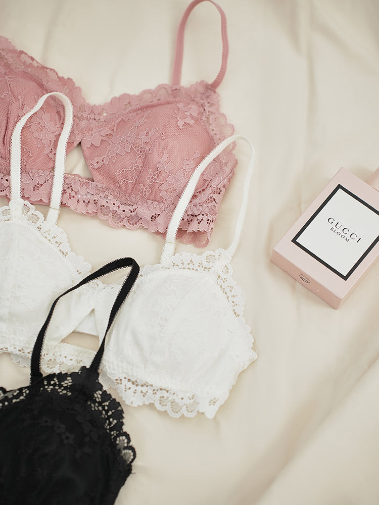 【在庫処分・ノンワイヤー】薄手シルク裏地 総レースノンワイヤーブラ