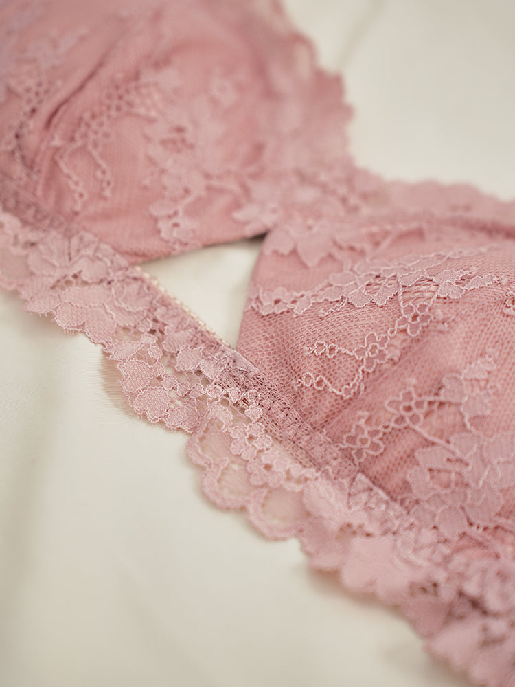 【在庫処分・ノンワイヤー】薄手シルク裏地 総レースノンワイヤーブラ