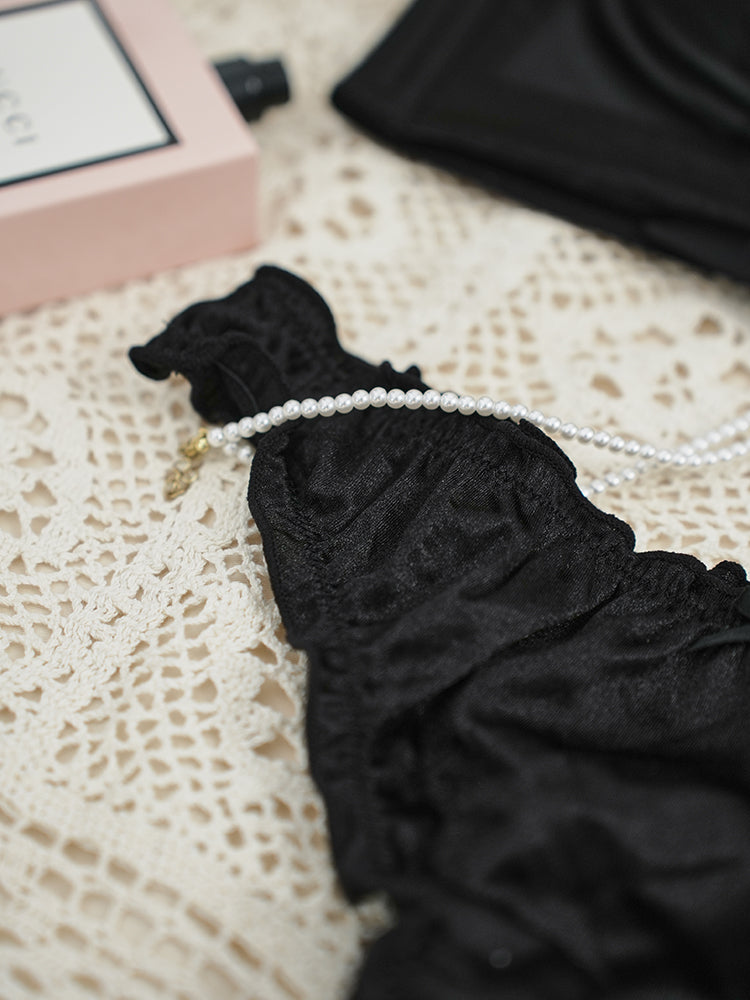 【在庫処分】シルク質感 フリルTバック