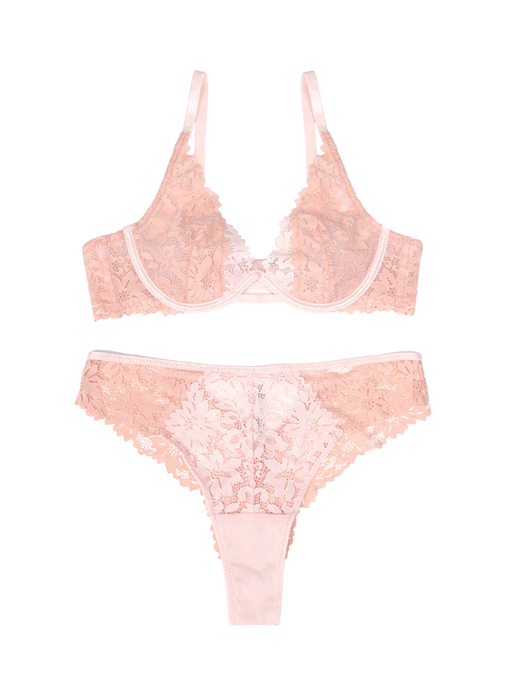 【ノンパテッド】軽い!総レース下着セット