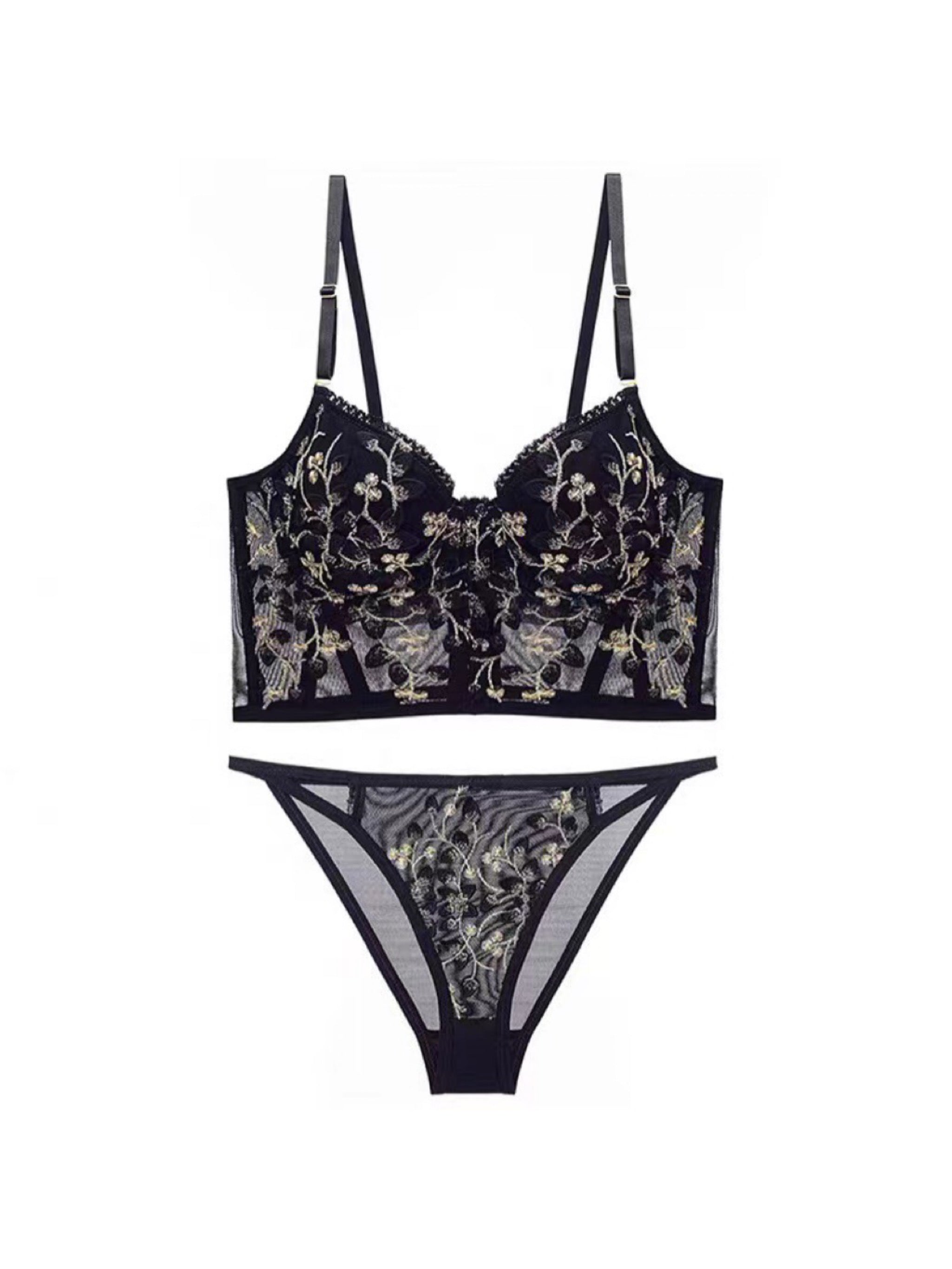 【ワイヤー入り】レースブラセット セクシー 脇肉スッキリ