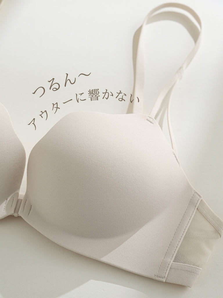 【ノンワイヤー】フロントホックブラジャー 自胸で谷間メイク