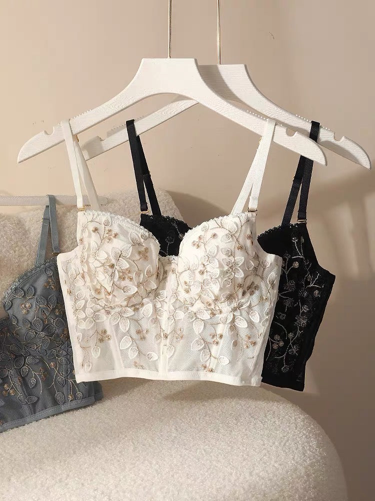 【ワイヤー入り】レースブラセット セクシー 脇肉スッキリ